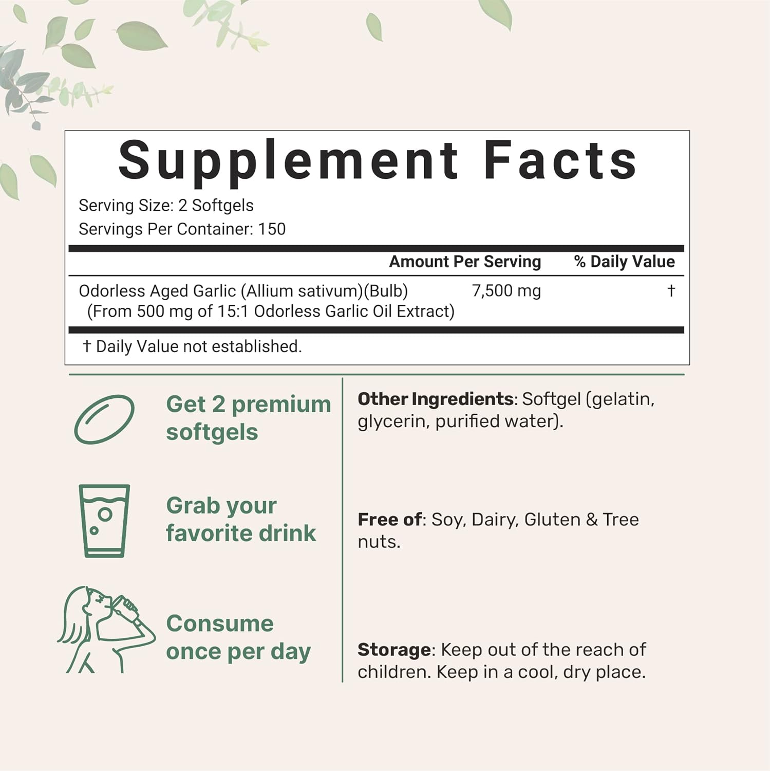 Odorless Garlic 300 Softgels, Immune Support, and Heart Health