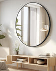42 Inch Large round Mirror, Black Circle Mirror, Oversized round Bathroom Mirror