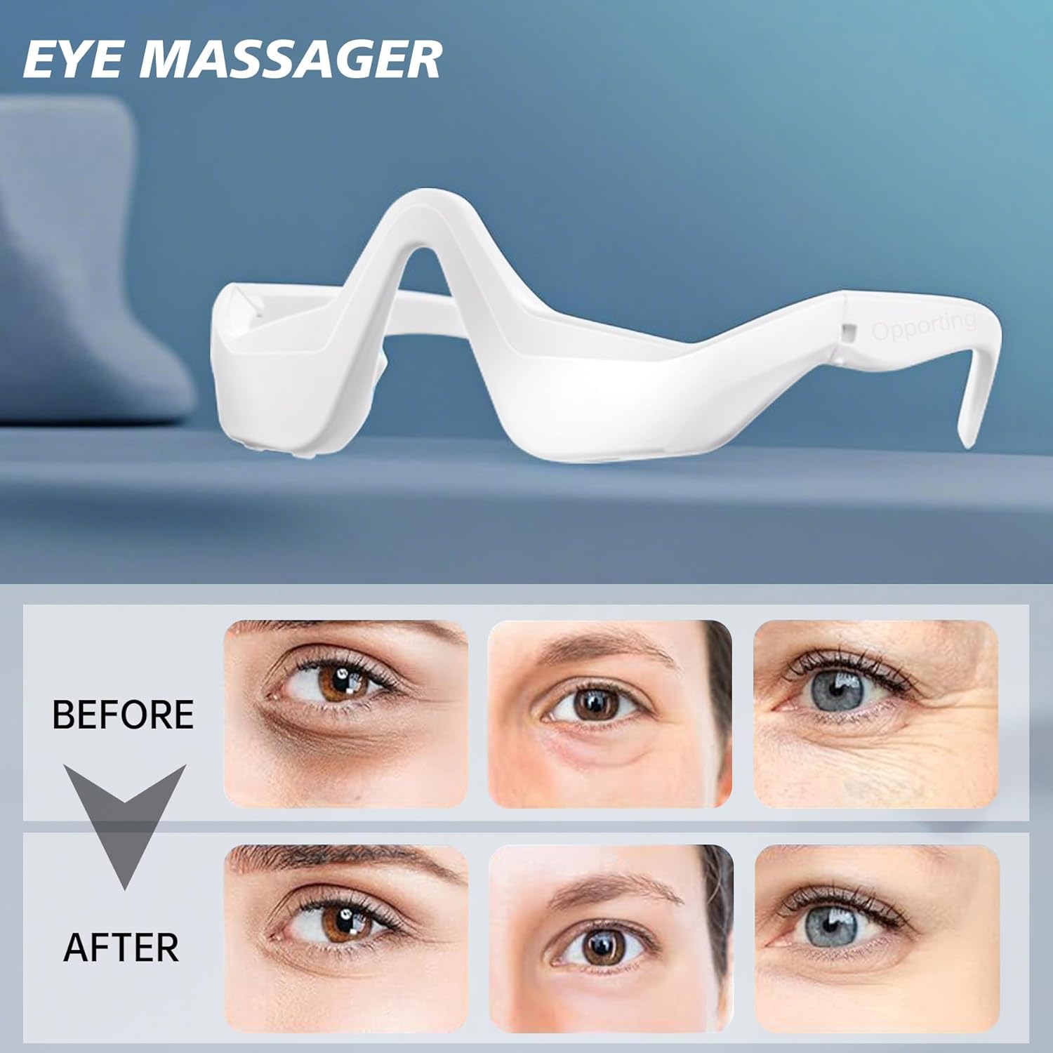 Under-Eye Red Light Therapy Glasses | LED Eye Massager for Puffiness, Wrinkles & Dark Circles | Skincare Beauty Device