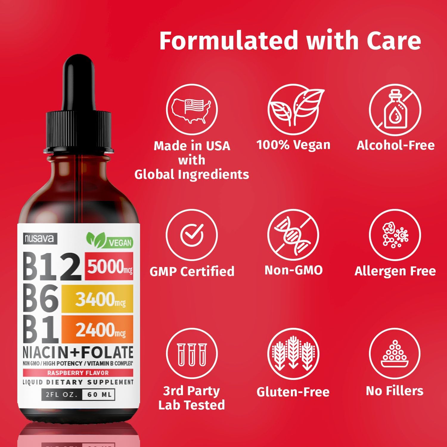 Vitamin B12 &amp; B Complex Drops for Energy &amp; Fatigue (2 Pack)