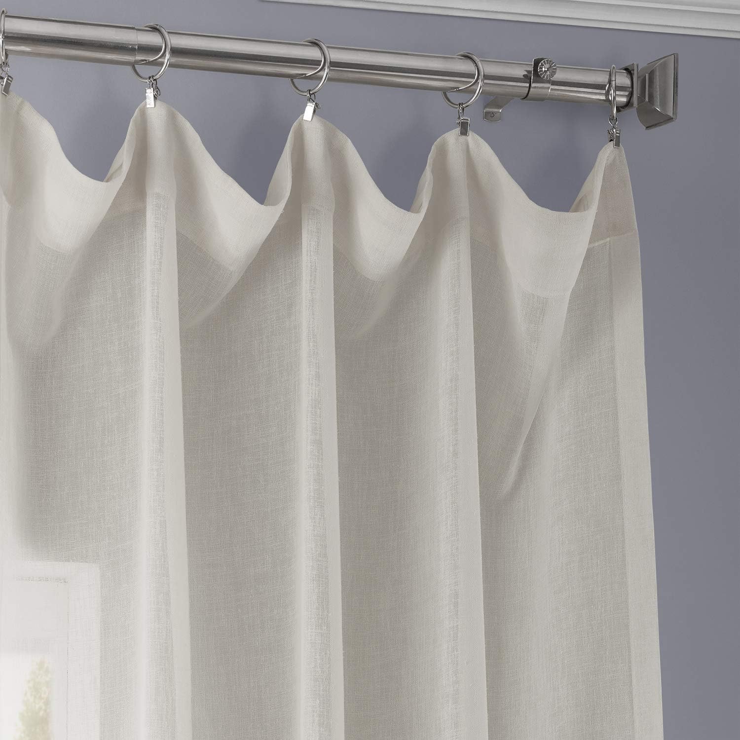 Linen Sheer Curtains 96 Inches Long Linen Curtain for Bedroom & Living Room 50W X 96L