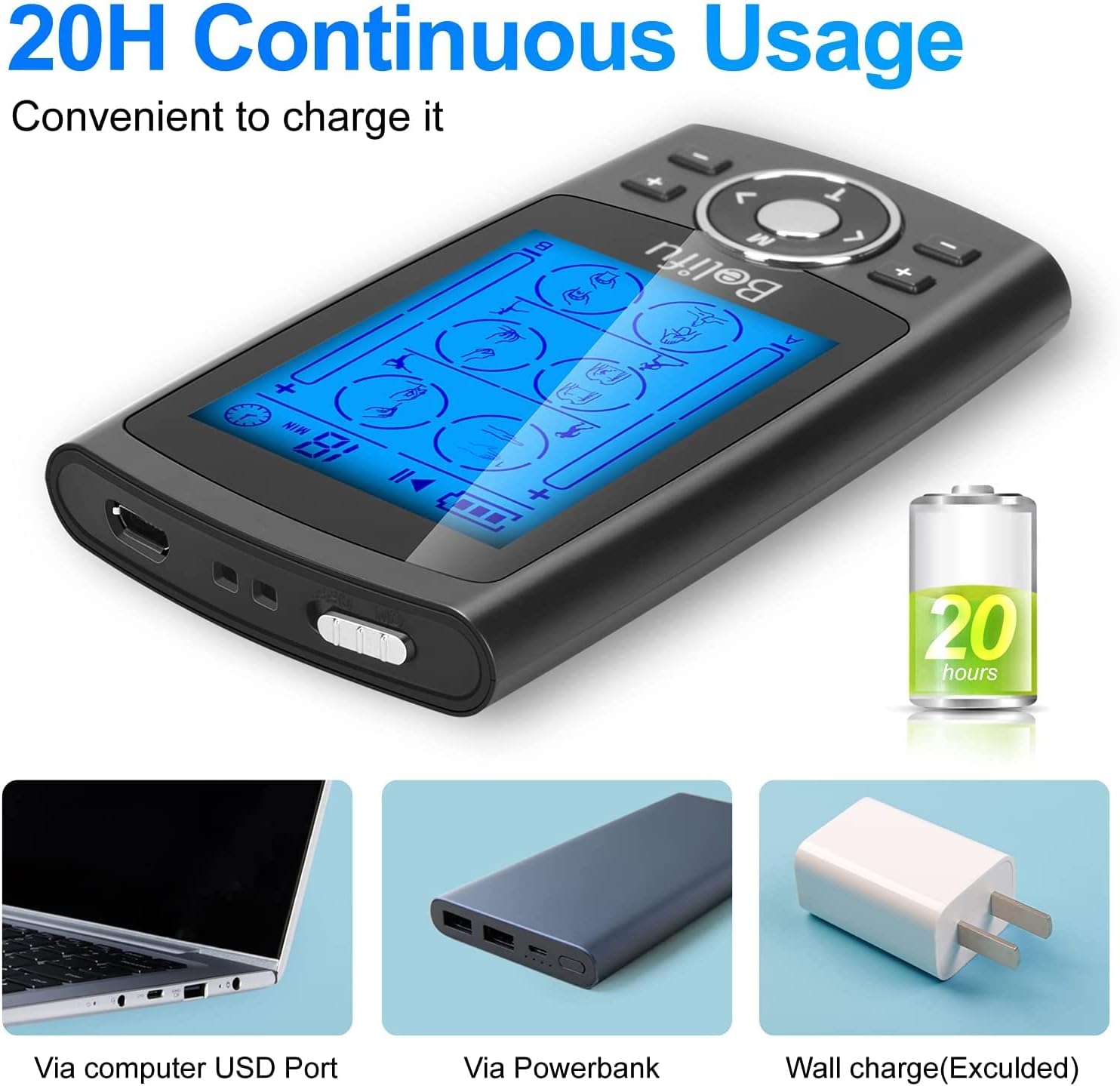 EMS Unit Massager – 24 Preprogrammed Modes for Pain & Muscle Relief