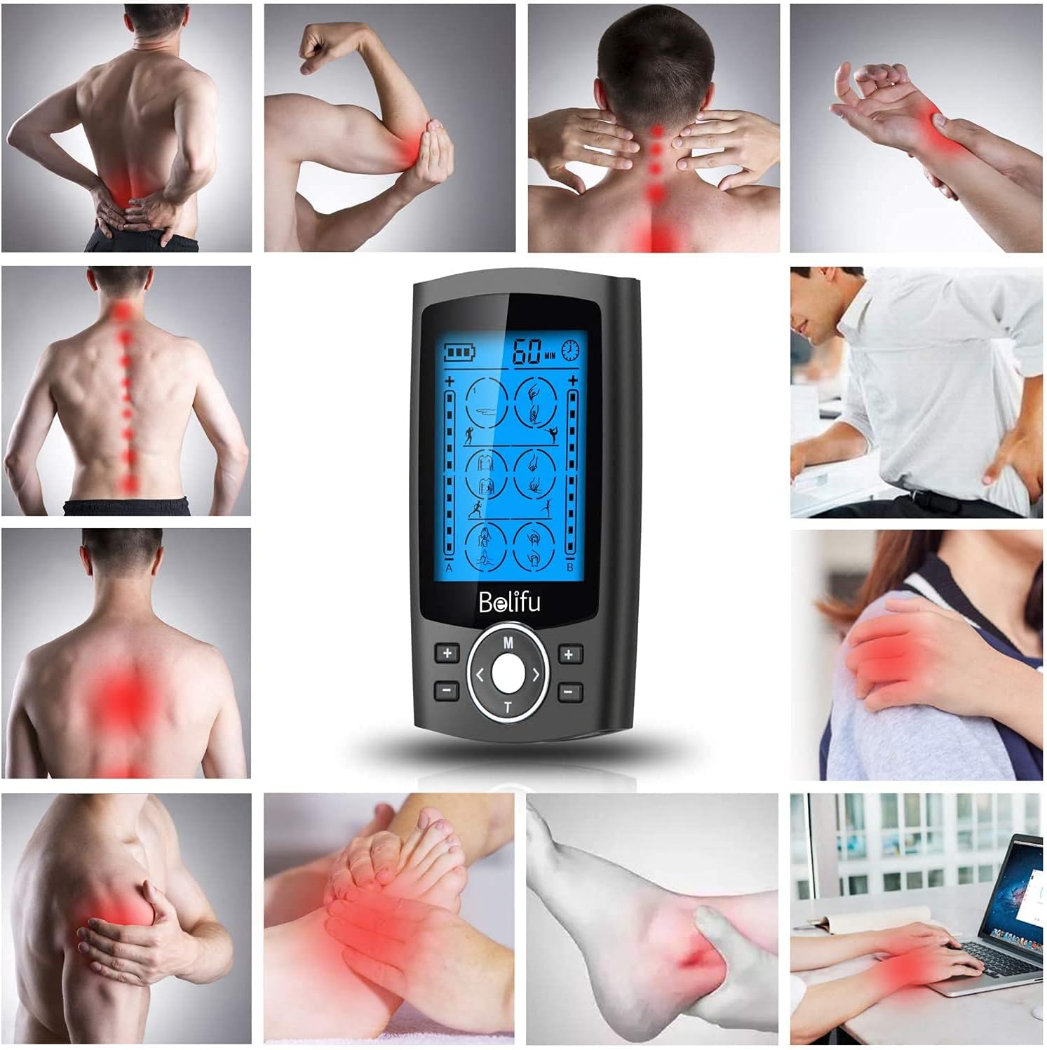 EMS Unit Massager – 24 Preprogrammed Modes for Pain & Muscle Relief