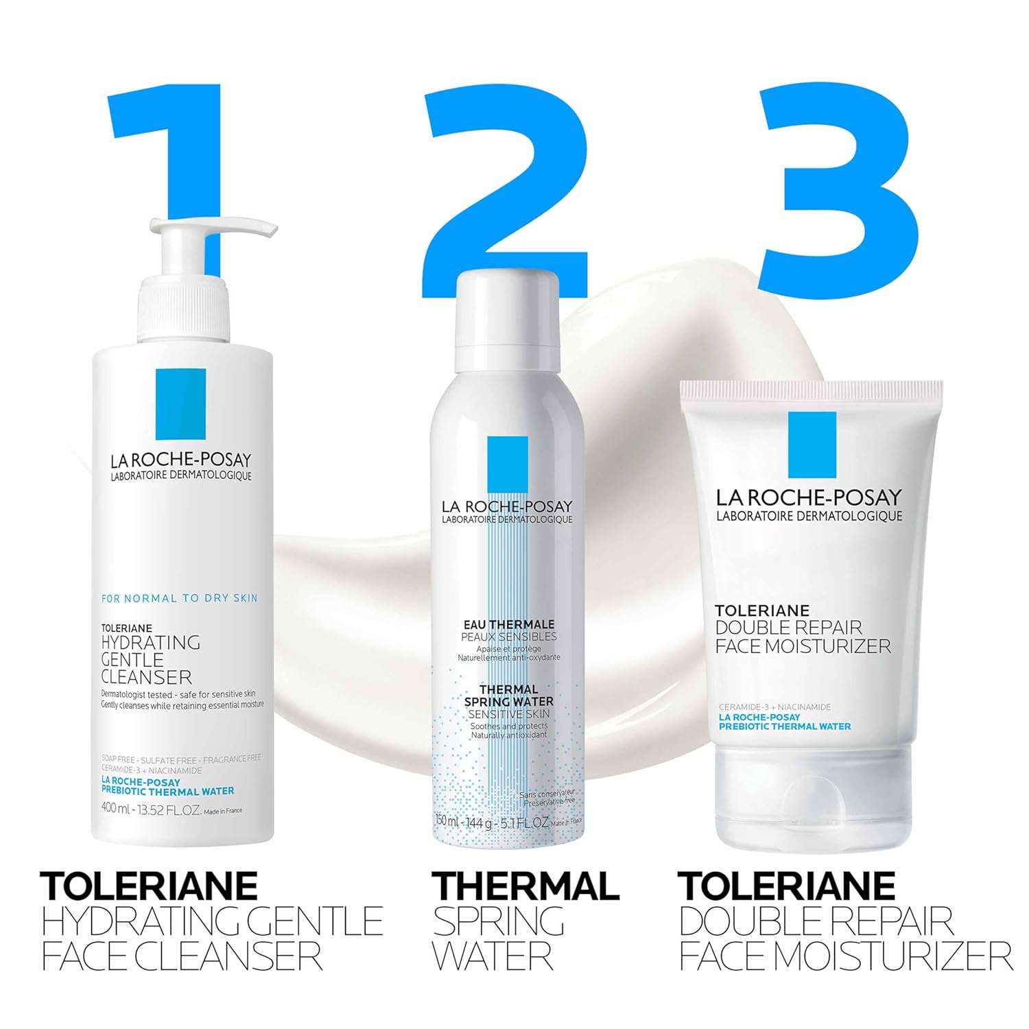 Toleraine Skin Care Set, Double Repair Face Moisturizer 100Ml &amp; Purifying Foaming Facial Cleanser 50Ml, Oil Free Moisturizer &amp; Face Wash for Oily Skin, Formulated with Niacinamide