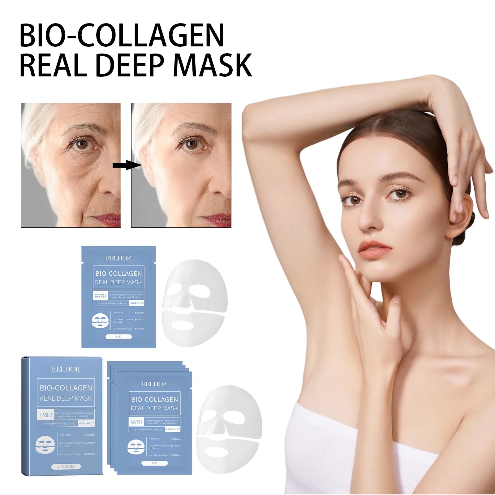 Collagen Mask Moisturising & Refreshing Sheet Mask Hyaluronic Acid Mask Skin Care Products