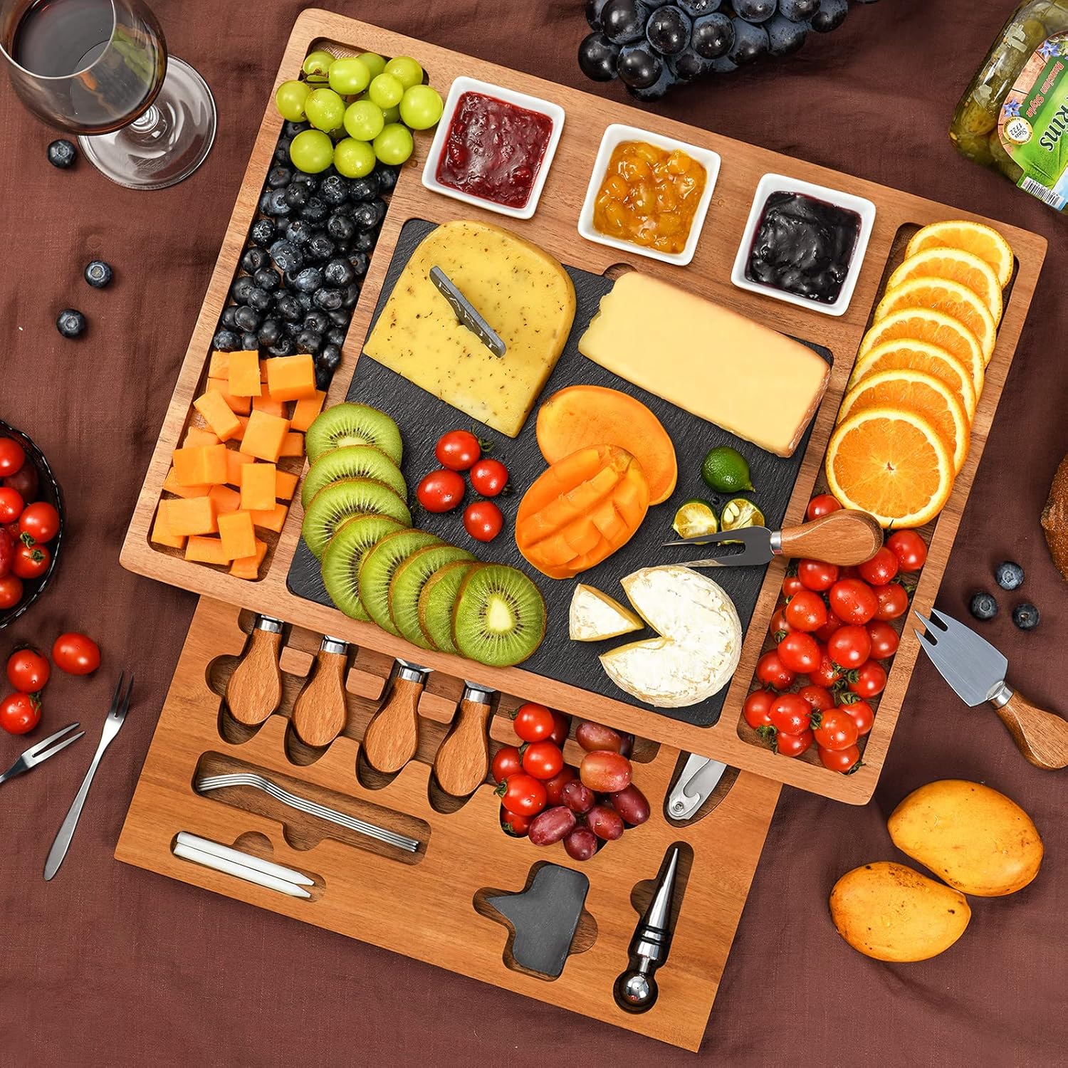 Charcuterie Cheese Board and Knife Set Charcuttery Platter and Serving 