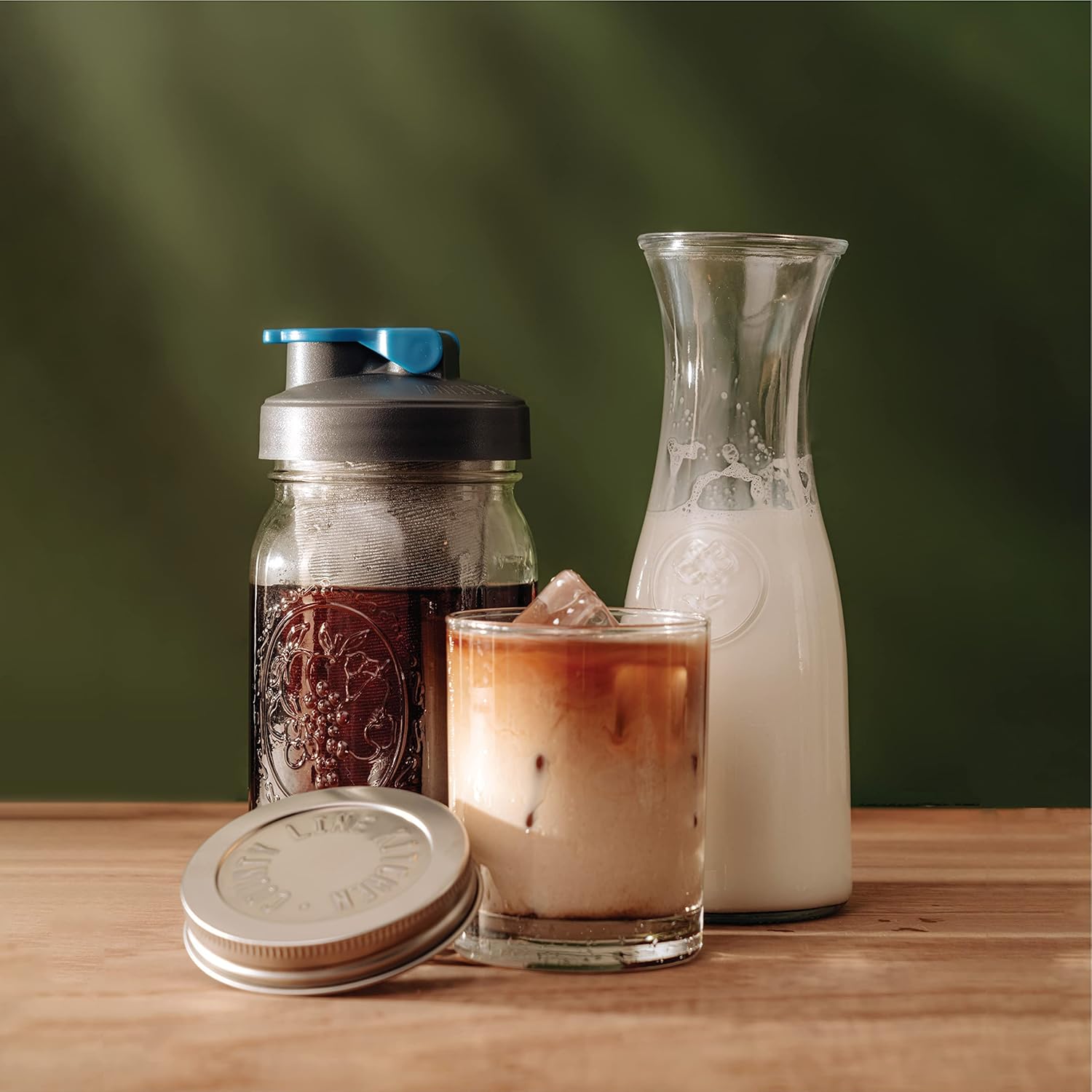 Glass Cold Brew Coffee Maker with Lid - Wide Mouth, 1 Quart (32 Oz) 