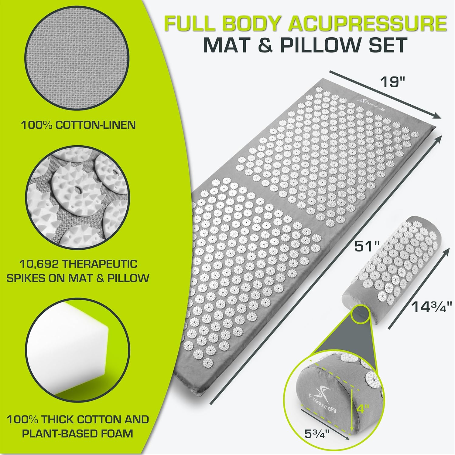 Natural Acupressure Mat & Pillow Set – Full-Body Pain Relief & Relaxation Therapy