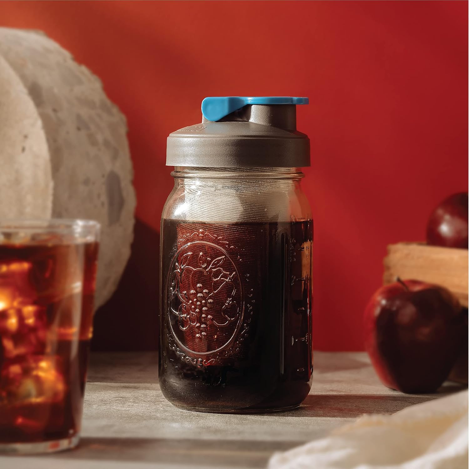 Glass Cold Brew Coffee Maker with Lid - Wide Mouth, 1 Quart (32 Oz) 