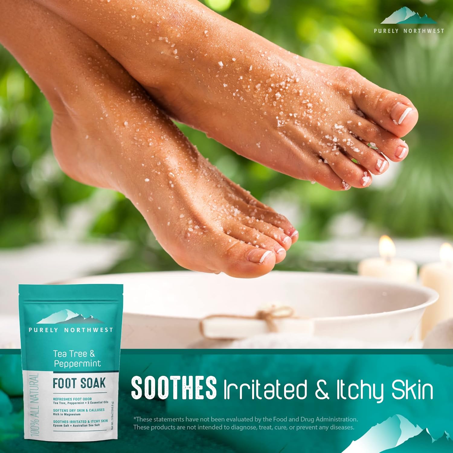 Tea Tree &amp; Peppermint Foot Soak – Natural Epsom Salt Remedy for Tired Feet &amp; Odor Control (1 lb)
