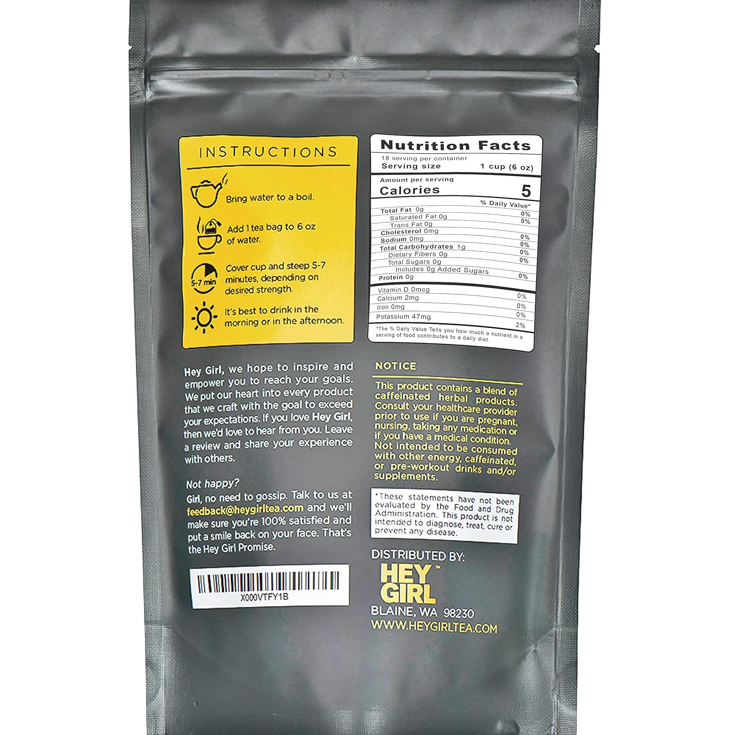 Herbal Energy Tea Blend - Caffeinated Tea Bags for Energy and Focus for Women