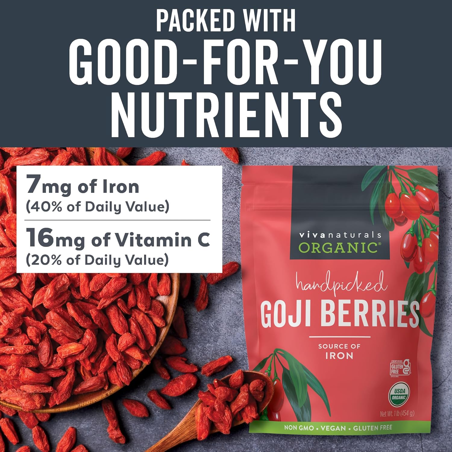 Organic Dried Goji Berries - Tea, Smoothies, Baking and Snacks