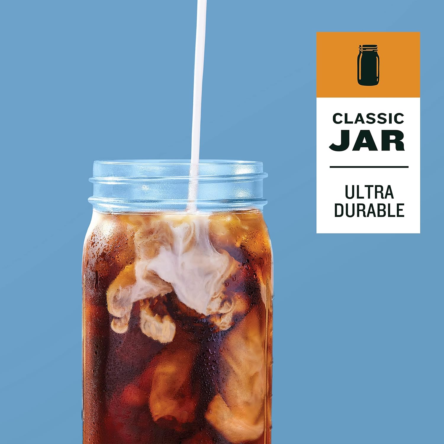 Glass Cold Brew Coffee Maker with Lid - Wide Mouth, 1 Quart (32 Oz) 