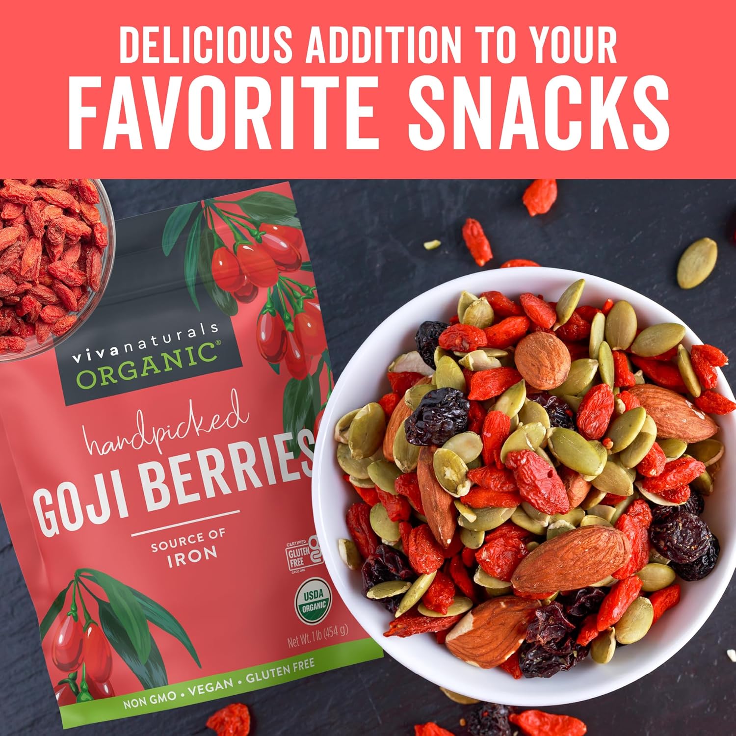 Organic Dried Goji Berries - Tea, Smoothies, Baking and Snacks