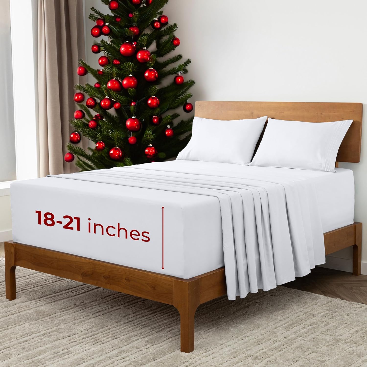 Extra Deep California King Sheets - 4 PC- Hotel Luxury, Ultra Soft, Cooling Bed Sheets - Wrinkle, Fade, Stain Resistant