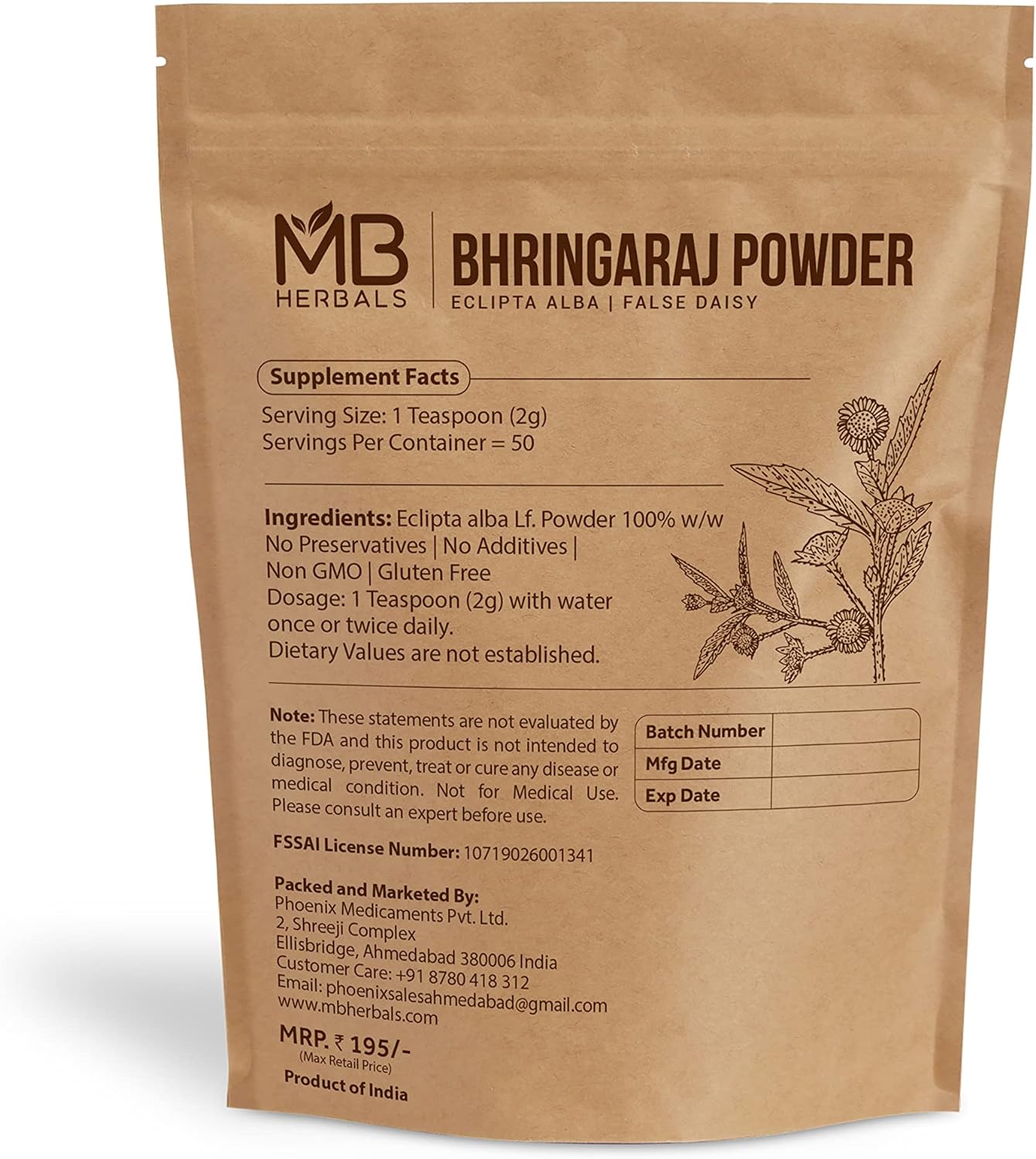 Pure Bhringraj Powder 100 Grams | Pure Bhringaraj Eclipta Alba Powder | Hair Growth