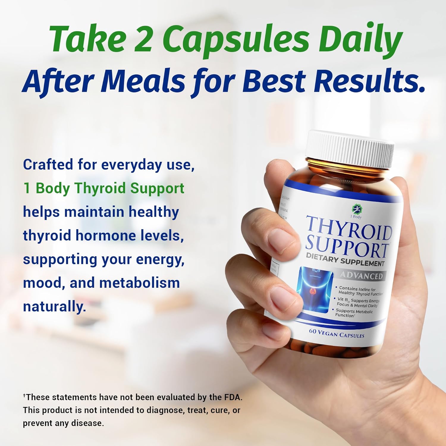 Thyroid Support Supplement with Iodine, B12, Zinc, Selenium &amp; Ashwagandha – Metabolism &amp; Weight Balance (30 Day Supply)