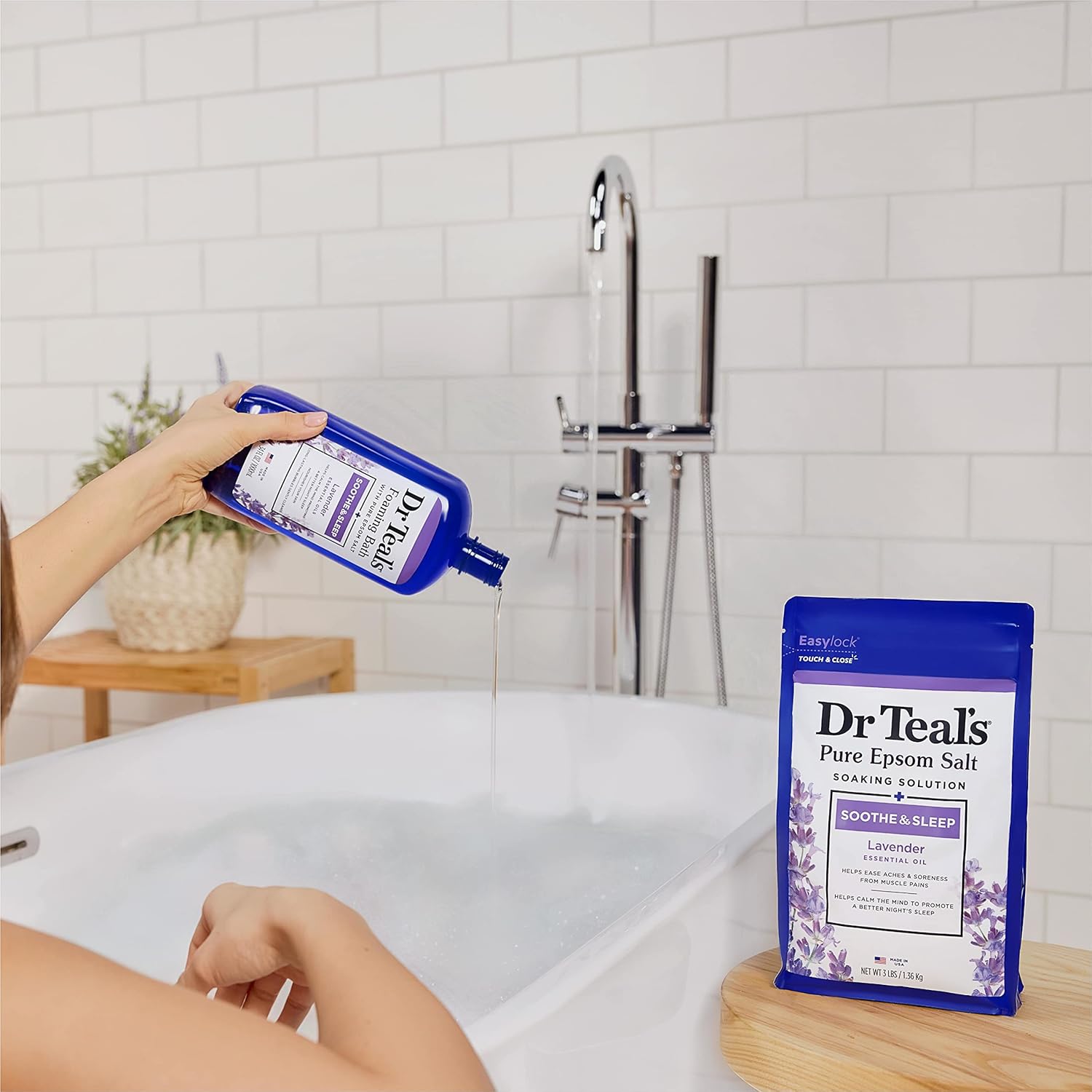 Dr Teal’s Lavender Epsom Salt Soak – Magnesium-Rich Bath for Sleep &amp; Stress Relief (3 lbs)