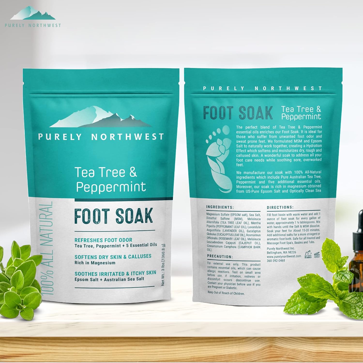 Tea Tree &amp; Peppermint Foot Soak – Natural Epsom Salt Remedy for Tired Feet &amp; Odor Control (1 lb)