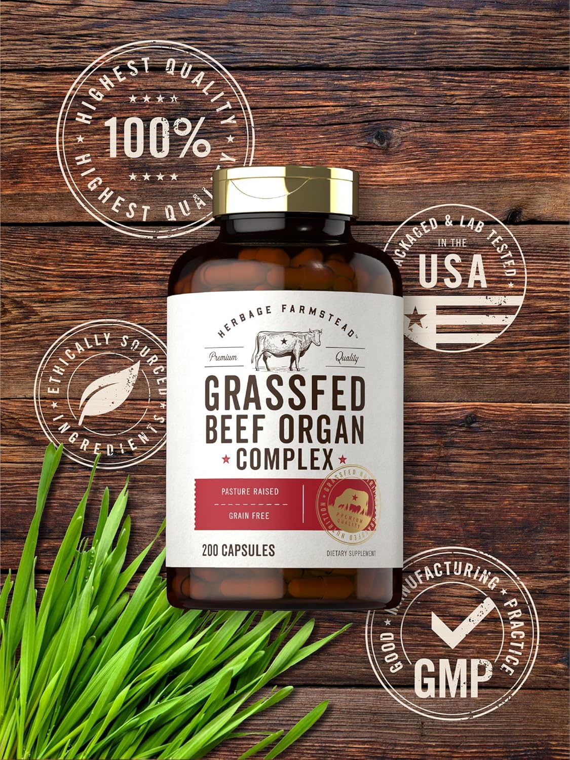 Grass Fed Beef Organ Complex | 200 Capsules 