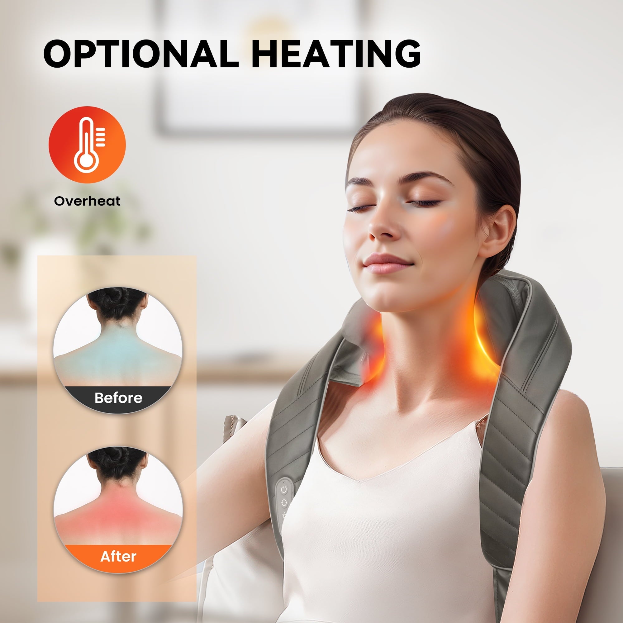 Shiatsu Neck Back Massager with Heat,  Shoulder Neck Massager for Pain Relief Deep Tissue, Gifts