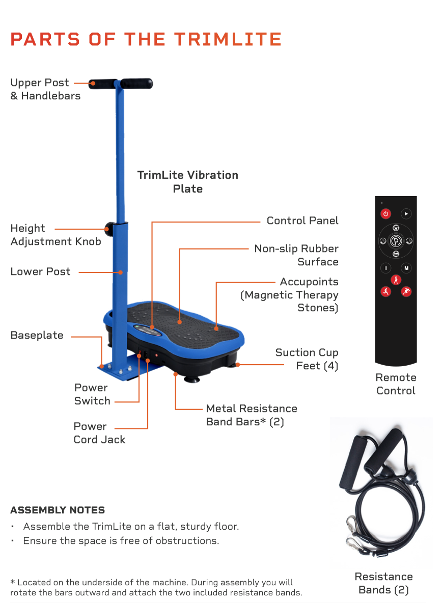 Vibration Plate Exercise Machine with Adjustable Removable Armrests