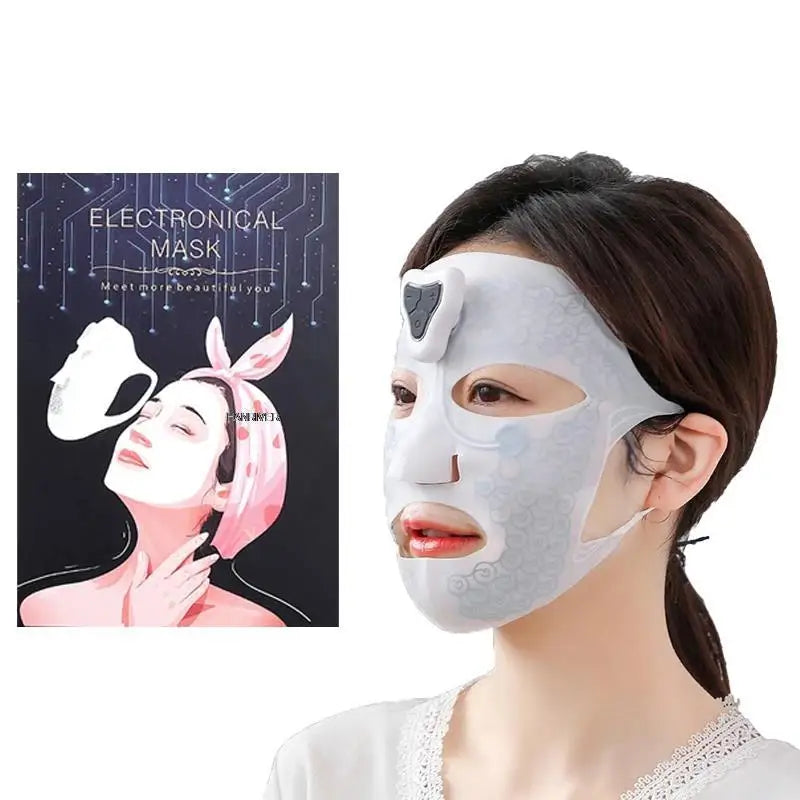 EMS Facial Beauty Device – Electronic Face Mask for Skin Tightening, Lifting & Firming | Soft Silicone Micro-current Mask | Rechargeable & Adjustable | Anti-Aging Skincare Tool for Women & Men