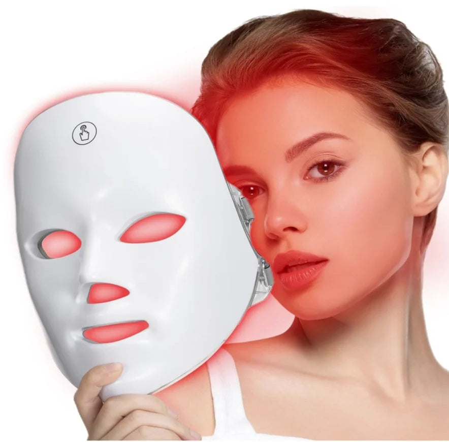 Led Face Mask - 7 Color Light Therapy for Anti-Aging, Acne &amp; Wrinkles, Gift for Women