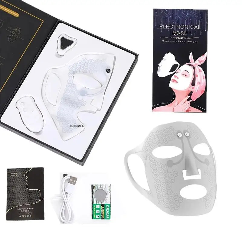 EMS Facial Beauty Device – Electronic Face Mask for Skin Tightening, Lifting & Firming | Soft Silicone Micro-current Mask | Rechargeable & Adjustable | Anti-Aging Skincare Tool for Women & Men