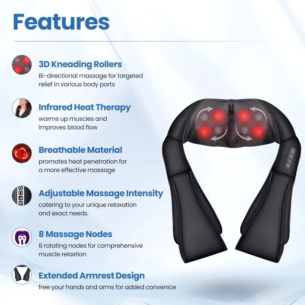 Neck Massager with Heat, Deep Tissue Pain-Relief Shoulder and Back Massager