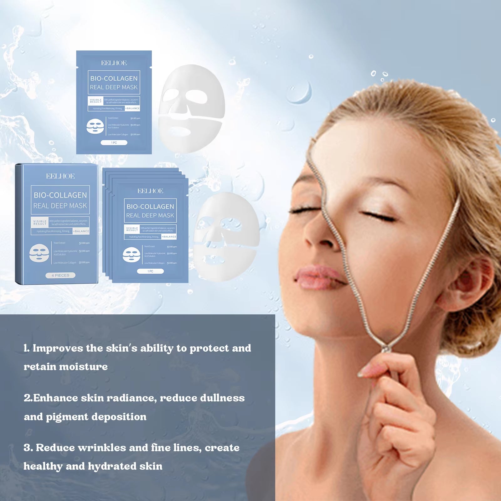 Collagen Mask Moisturising & Refreshing Sheet Mask Hyaluronic Acid Mask Skin Care Products